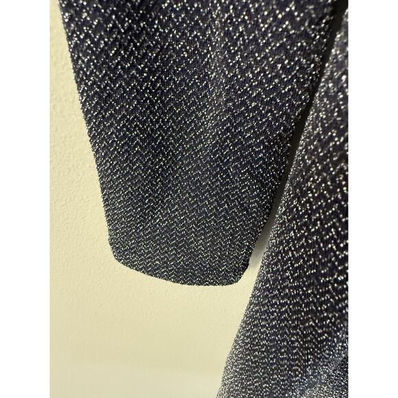 Free People Size S Metallic Navy Skater Mini Babydoll Party Dress Long Sleeve - Picture 5 of 11